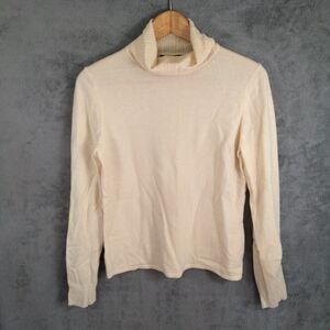 Vtg Ann Taylor 100% Cashmere Turtleneck Sweater Size S Ivory Luxury Old Money